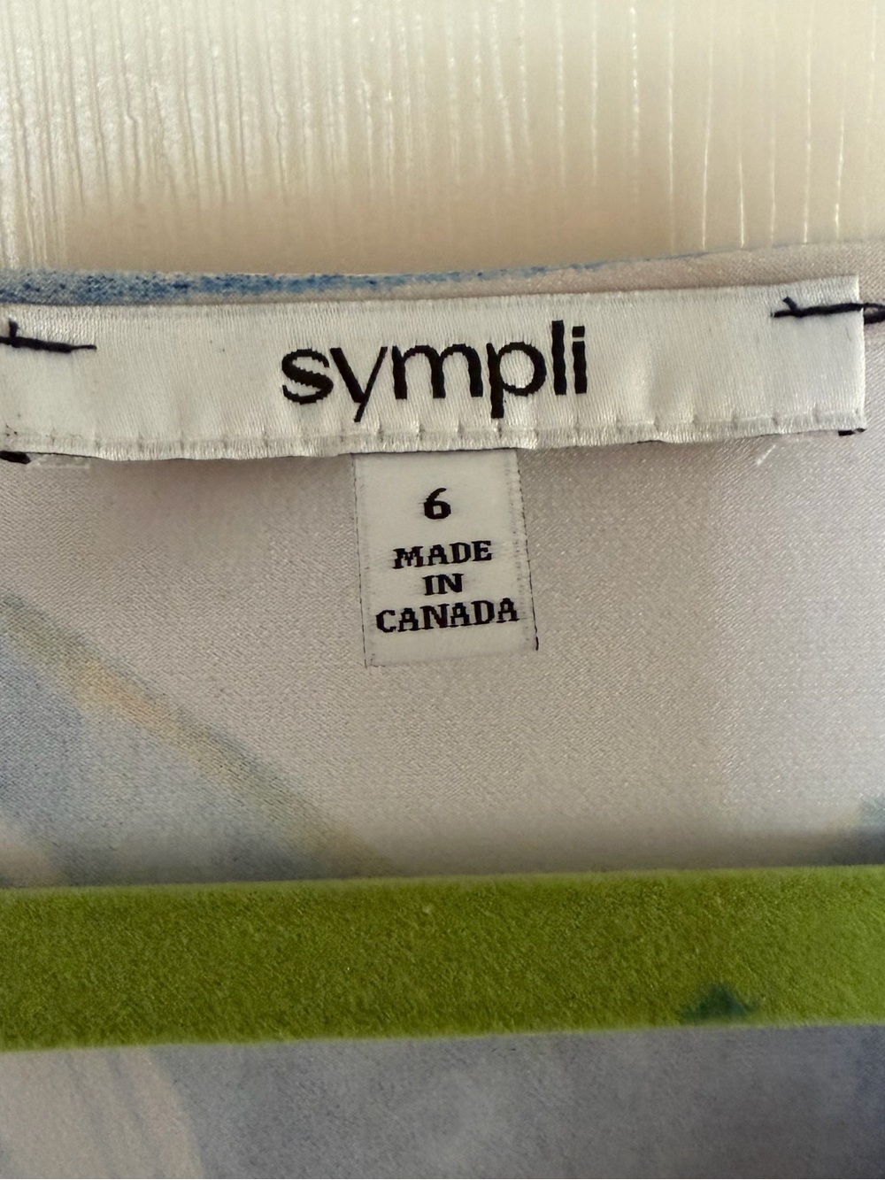 Sympli Blue Abstract V-Neck Ruffle Front Top - Picture 4 of 10